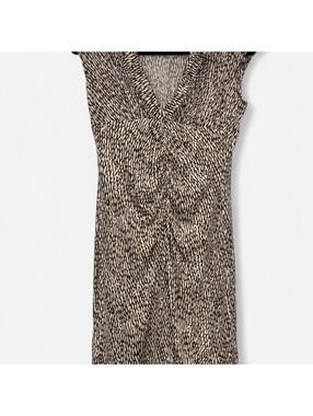 Trina Turk - Black/Brown/White Mini Dress with Cap Sleeve and V-Neck